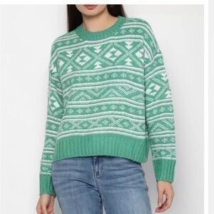 American Eagle NWT sweater‎ XL green fair isle snowdrift ski lodge winter Irish